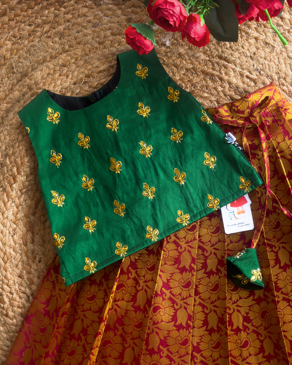 maroon bottle green lehenga choli baby girls ethnic birthday dress stone embroidered traditional lehenga choli kids festive wear girl