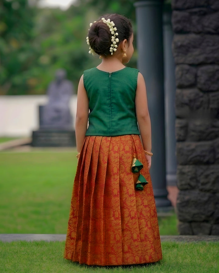 Meroon &amp; Bottle Green Stone Embroidered Lehenga Choli -Ethnic Festive Wear For Girls