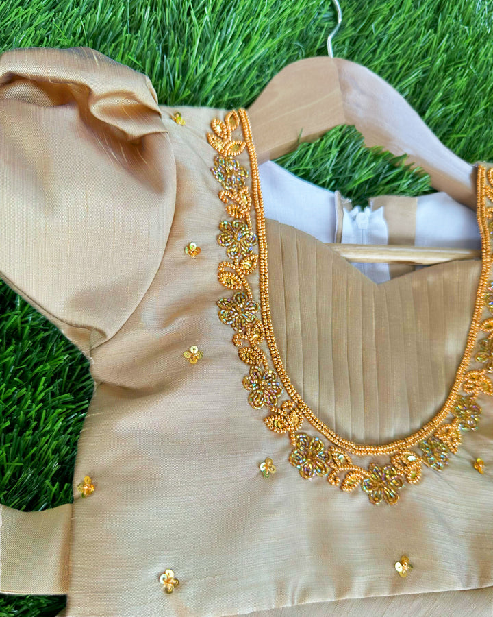 "Metallic Gold Shade Party Perfect Birthday Frock for Baby Girls"