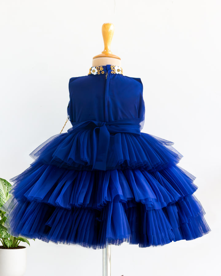 Navy Blue Heavy Frock with Soft Poplin Lining – Baby Girl – Stanwells Kids