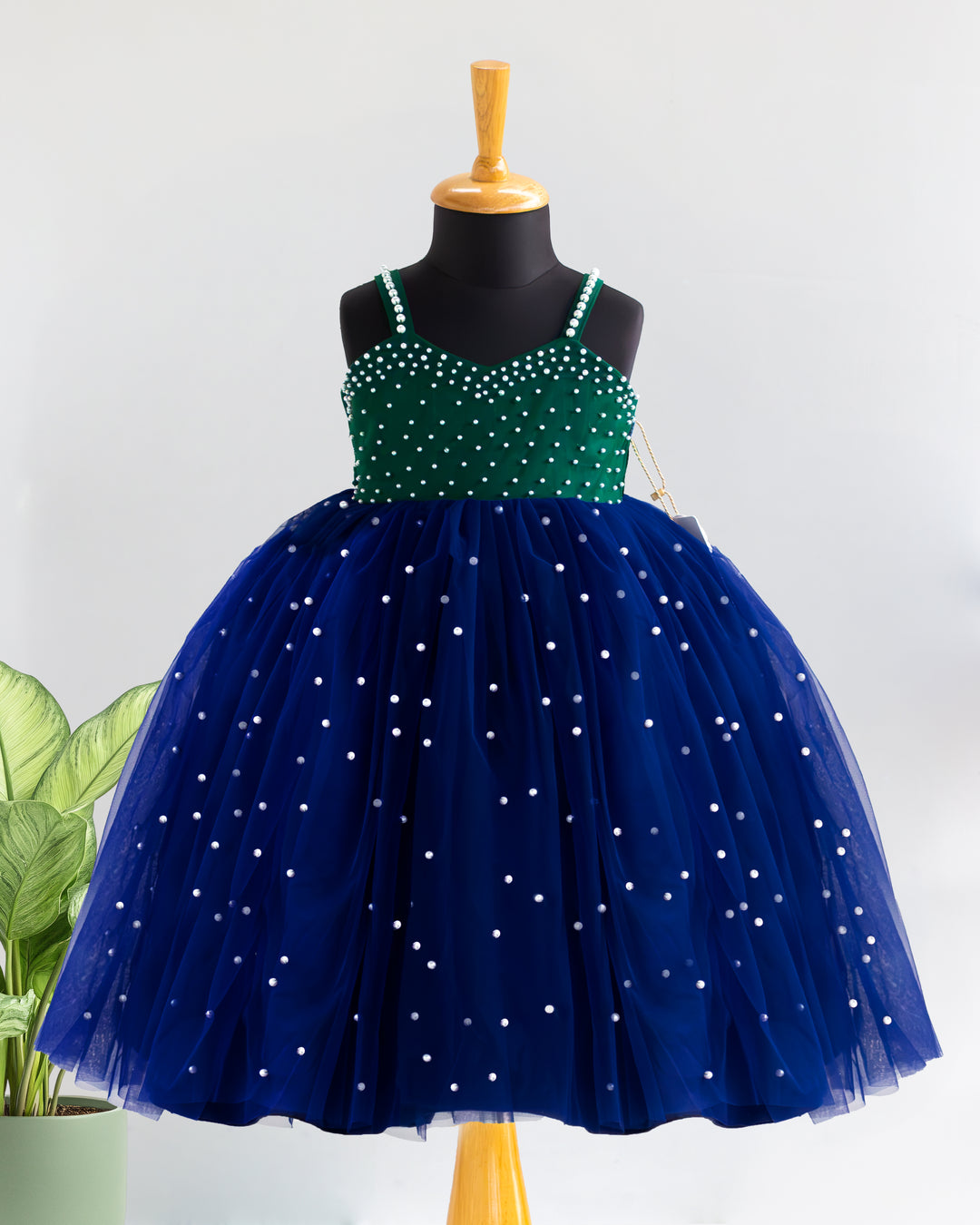 Peacock Theme Pearl Gown with Strap Yoke – Baby Girl – Stanwells Kids