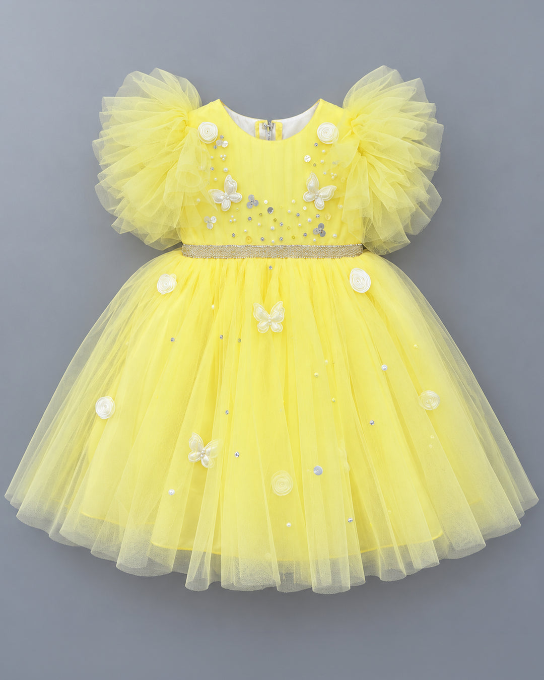 Yellow Pearl Handwork Birthday Frock for Baby Girl – Stanwells Kids