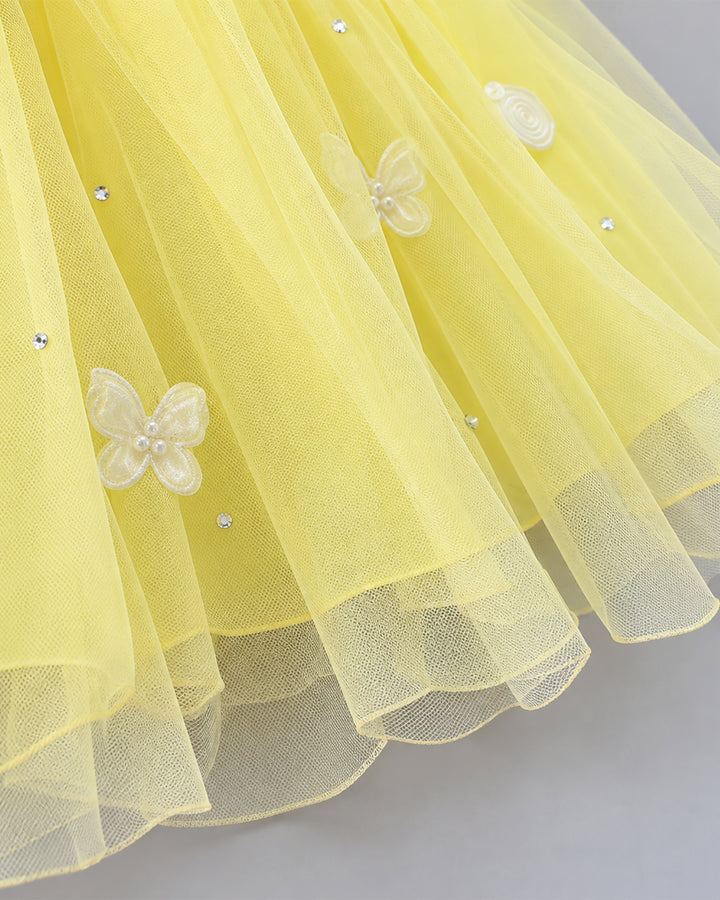 Baby Girl Yellow Frock Pearl Yoke Fully Lined – Stanwells Kids