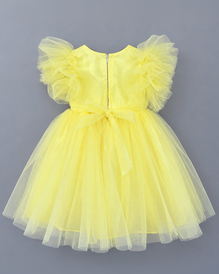 Yellow Butterfly Frock Princess Handwork Dress – Stanwells Kids