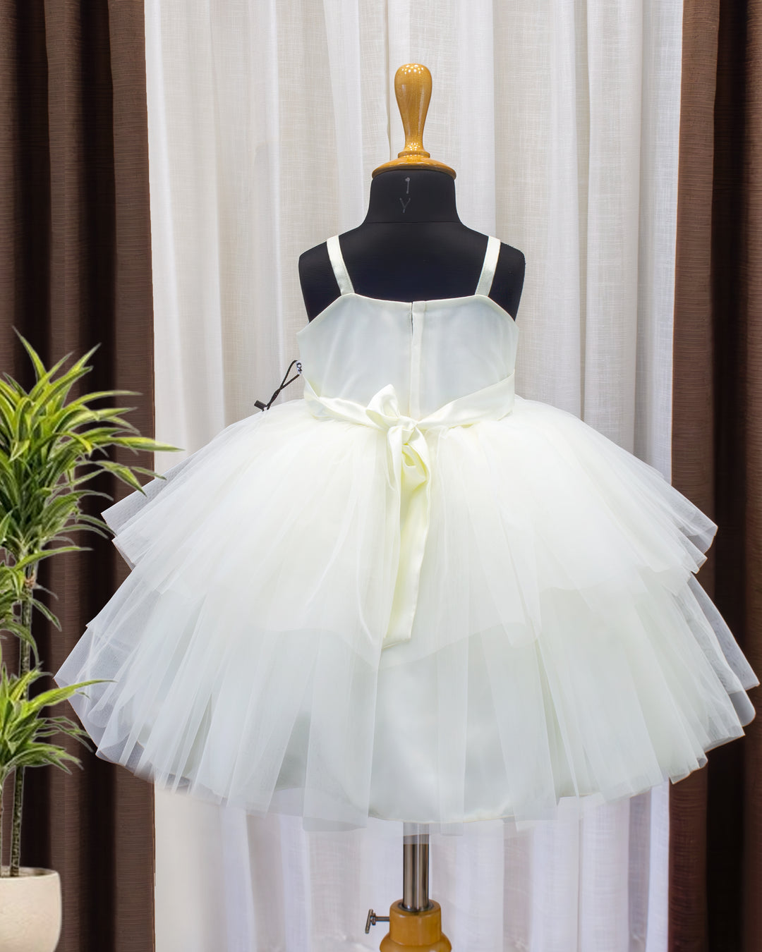 off white birthday dress for baby girls, hand embroidered frock, elegant partywear baby dress, baby girls off white frock, stanwells kids birthday collection