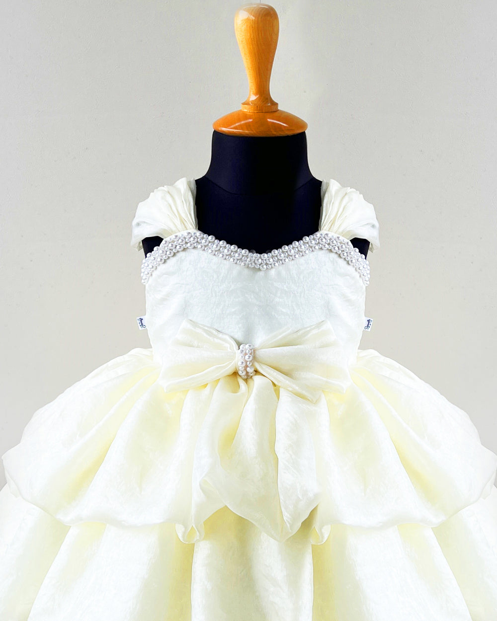 Off white premium silk baby girl birthday dress, western style frock, layered partywear dress, kids birthday outfit for girls