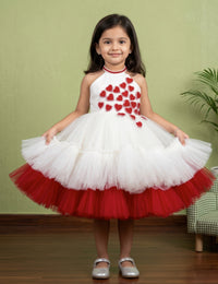 Off White Heart Shape Embroidery Handwork Birthday Frock for Baby Girl – Stanwells Kids