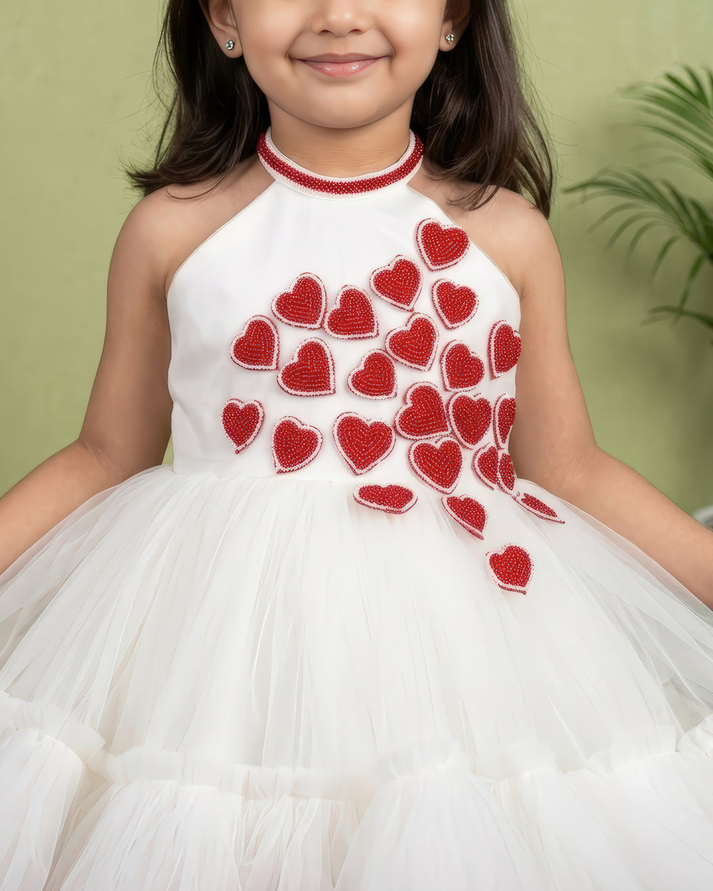 valentine dresses for kids offwhite red combo for baby girls love design dresses kids heart frocks handwork love design halter neck pattern