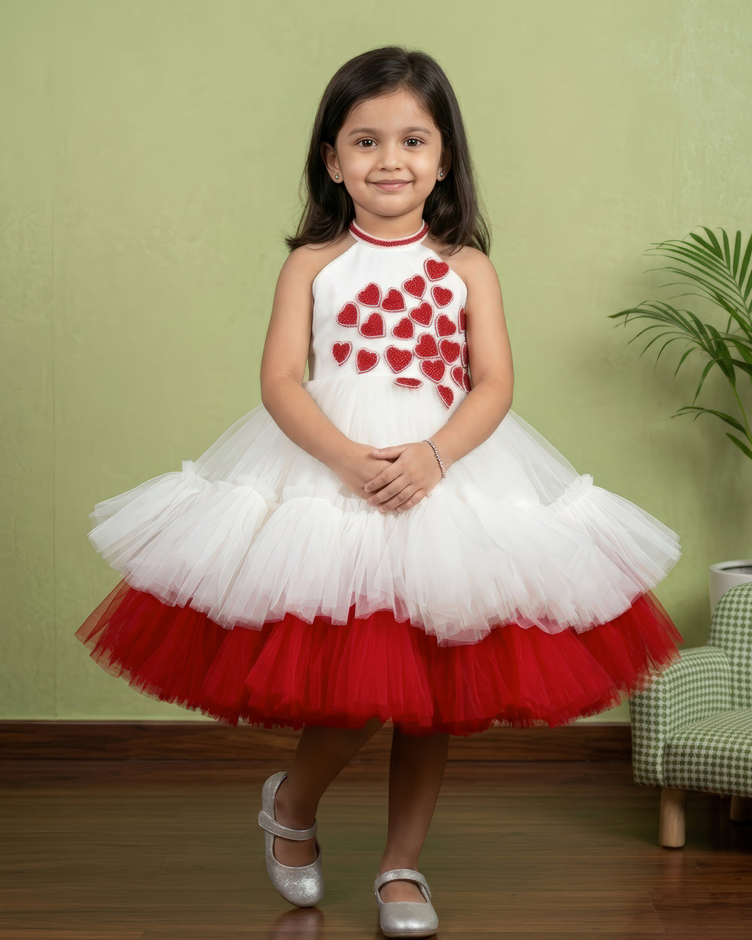 valentine dresses for kids offwhite red combo for baby girls love design dresses kids heart frocks handwork love design halter neck pattern