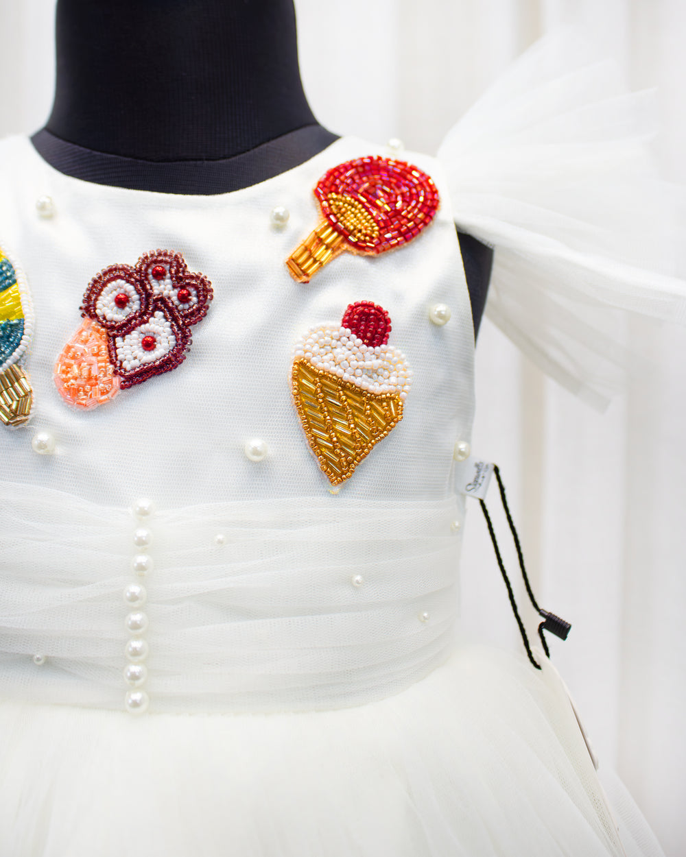 Off white candy theme frock for baby girls, premium birthday dress, partywear dress, Stanwells Kids