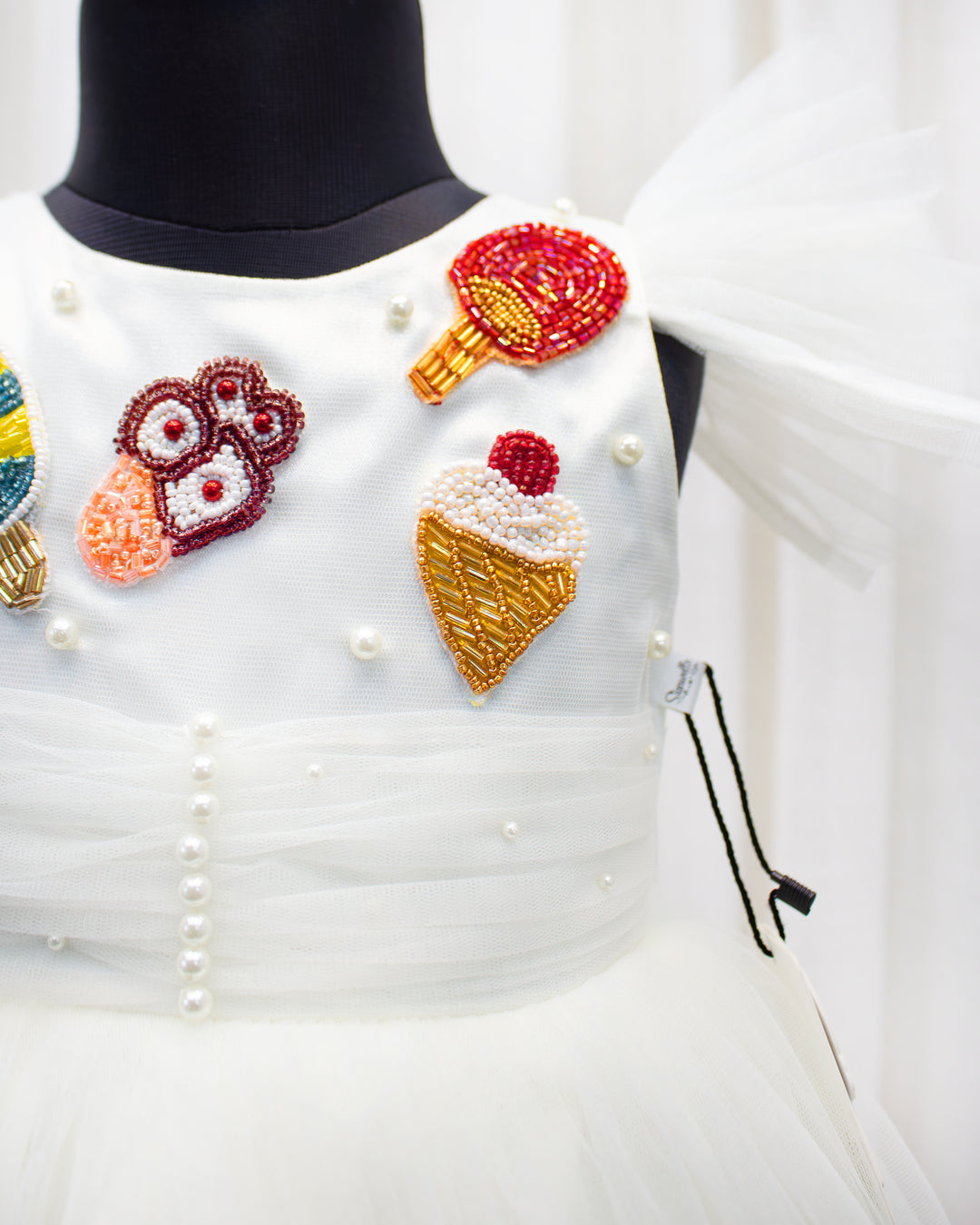 Off white candy theme frock for baby girls, premium birthday dress, partywear dress, Stanwells Kids