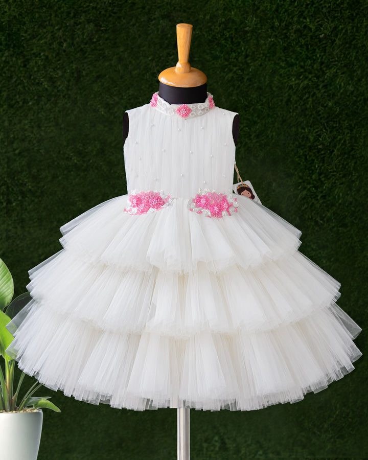 Off White Three Step Birthday Frock Poplin Lining – Stanwells Kids