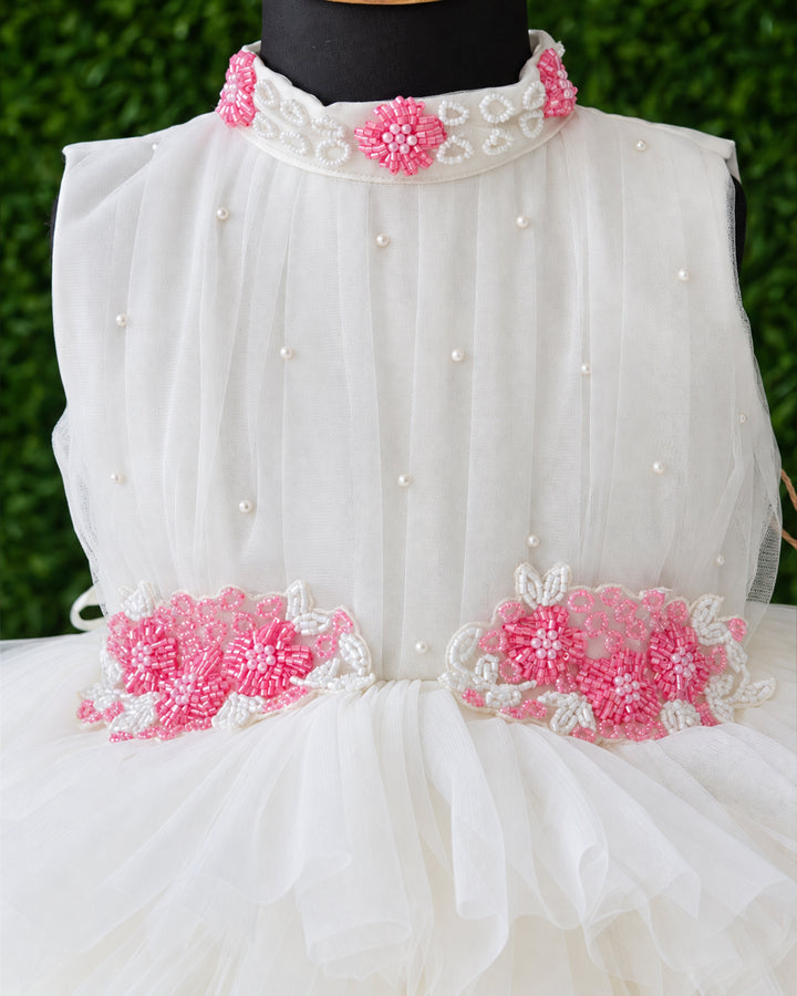Off White Layered Birthday Frock with Handwork for Toddler Girl – Stanwells Kids