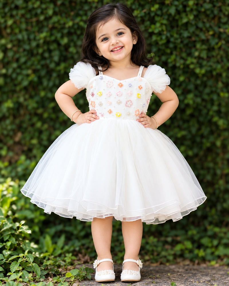 Off White Shade Handwork Princess Partywear Frock for Baby Girl – Stanwells Kids