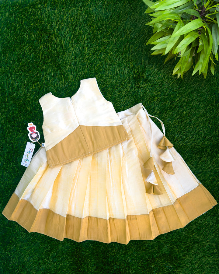 Traditional Onam cream silk lehenga choli full look – Stanwells Kids
