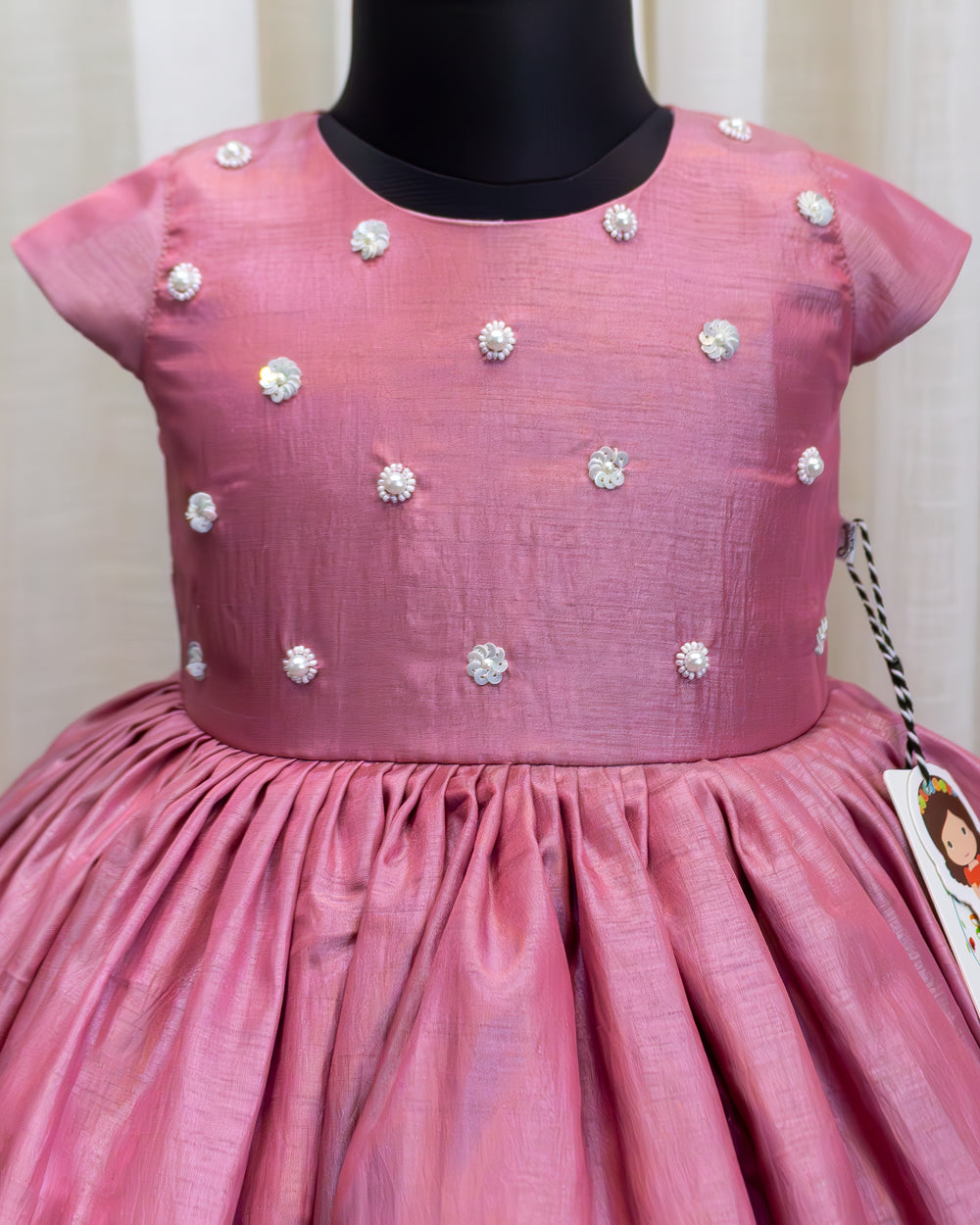 Baby girls onion pink birthday dress handwork partywear frock stylish baby girl party dress toddler birthday frock premium kids occasion dress