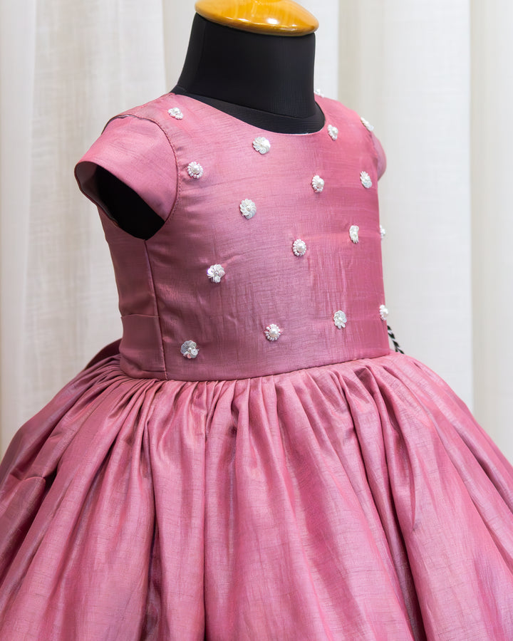 Baby girls onion pink birthday dress handwork partywear frock stylish baby girl party dress toddler birthday frock premium kids occasion dress
