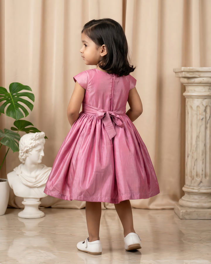 Onion Pink Shade Birthday Frock – Stylish Handwork Partywear Dress for Girls
