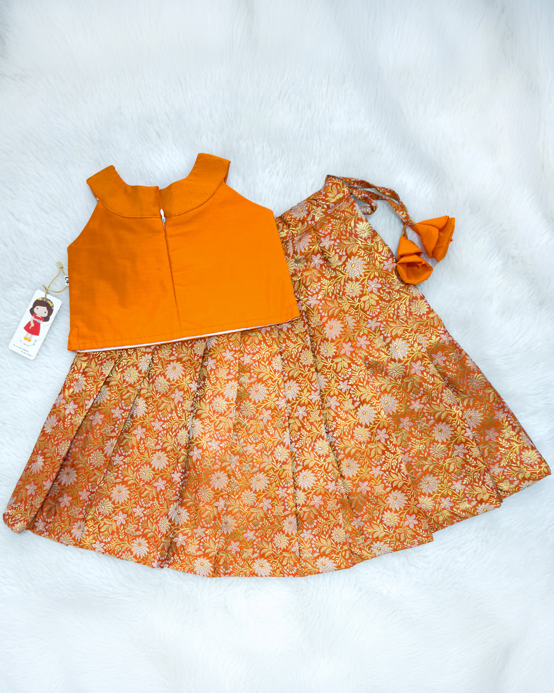 Traditional orange handwork lehenga choli for girls 3 months to 7 years – Stanwells Kids