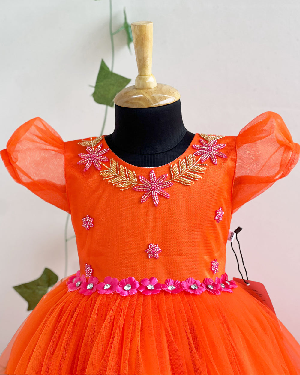 Orange Shade Handwork Ruffle Frock – Perfect Party & Birthday Dress for Baby Girls by Stanwells Kids