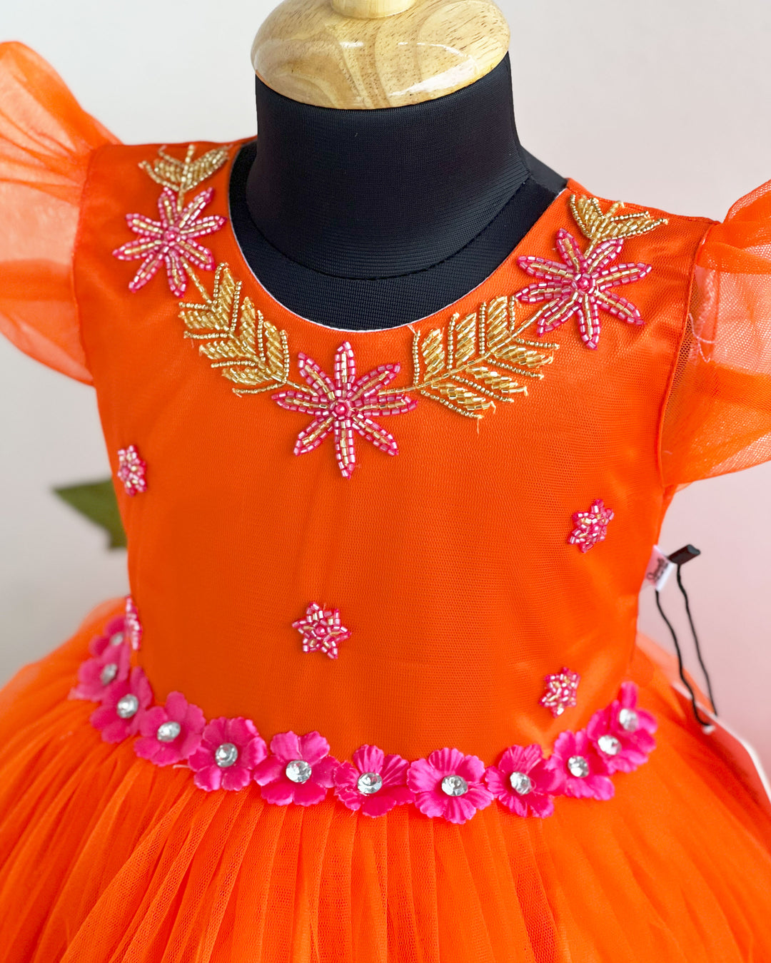 Orange Shade Handwork Ruffle Frock – Perfect Party & Birthday Dress for Baby Girls by Stanwells Kids