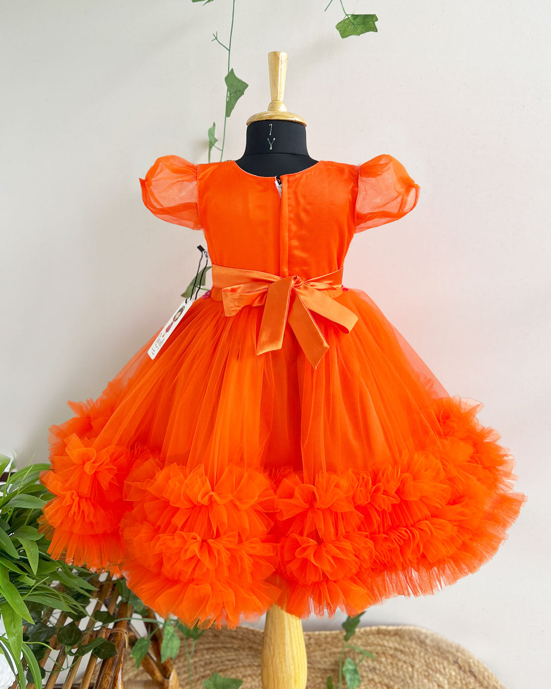 Orange Shade Handwork Ruffle Frock – Perfect Party & Birthday Dress for Baby Girls by Stanwells Kids