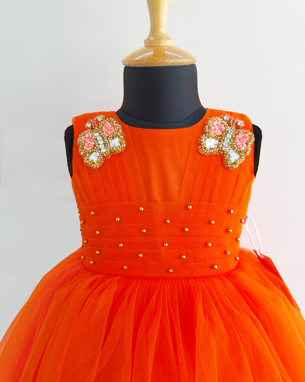 Orange Butterfly Theme Birthday Frock for Baby Girls – Party Wear