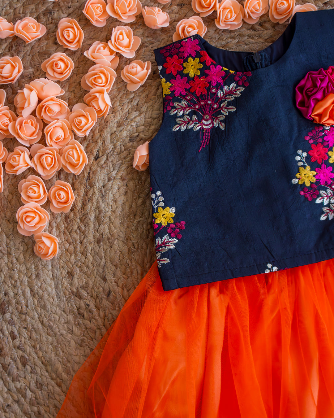 Orange and black combo lehenga choli set for baby girls

Traditional birthday dress for girls

Baby girls festive wear lehenga

Stylish ethnic dress for toddlers

Black orange designer lehenga for baby girls

Kids partywear traditional dress

Stanwells Kids ethnic birthday outfit