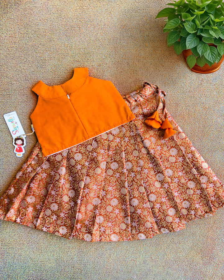 Traditional orange handwork lehenga choli for girls 3 months to 7 years – Stanwells Kids