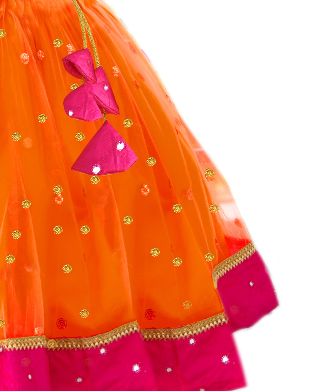 Orange and magenta South Indian dress for baby girls, traditional birthday dress, ethnic frock, kids festive wear, Stanwells Kids ethnic collection