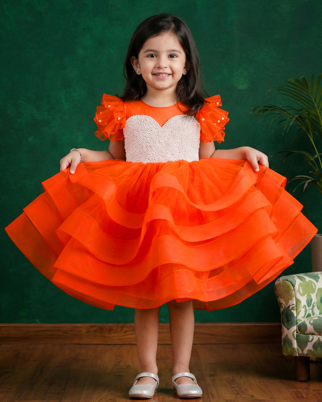 Orange Heavy Handwork Baby Girls Birthday Dress Premium Party Frock – Stanwells Kids Orange Heavy Handwork Baby Girls Birthday Dress Premium Party Frock – Stanwells Kids