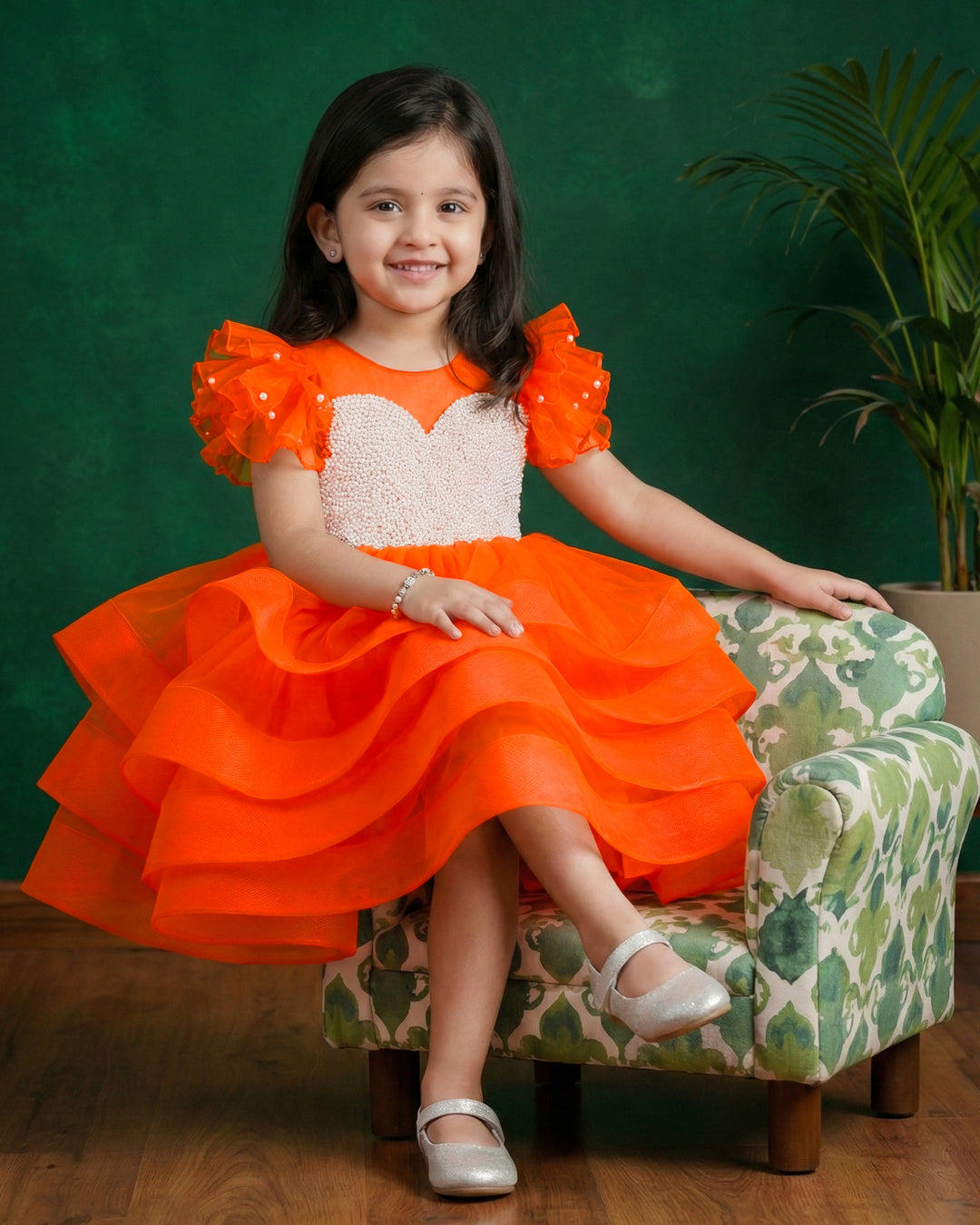 Orange Heavy Handwork Baby Girls Birthday Dress Premium Party Frock Stanwells Kids Orange Heavy Handwork Baby Girls Birthday Dress Premium Party Frock Stanwells Kids