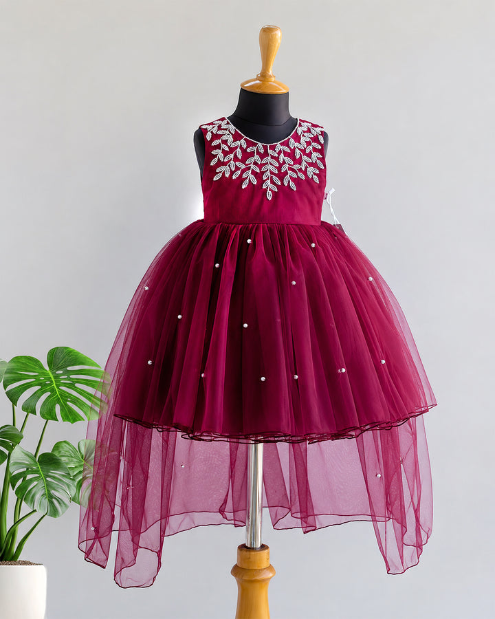 Back satin tie detail on grapevine tail frock for girls – Stanwells Kids