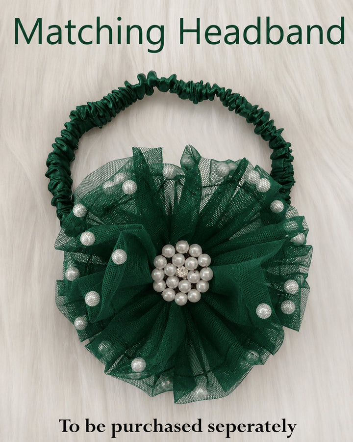Full look – party wear tail frock for girls bottle green occasion dress – Stanwells Kids