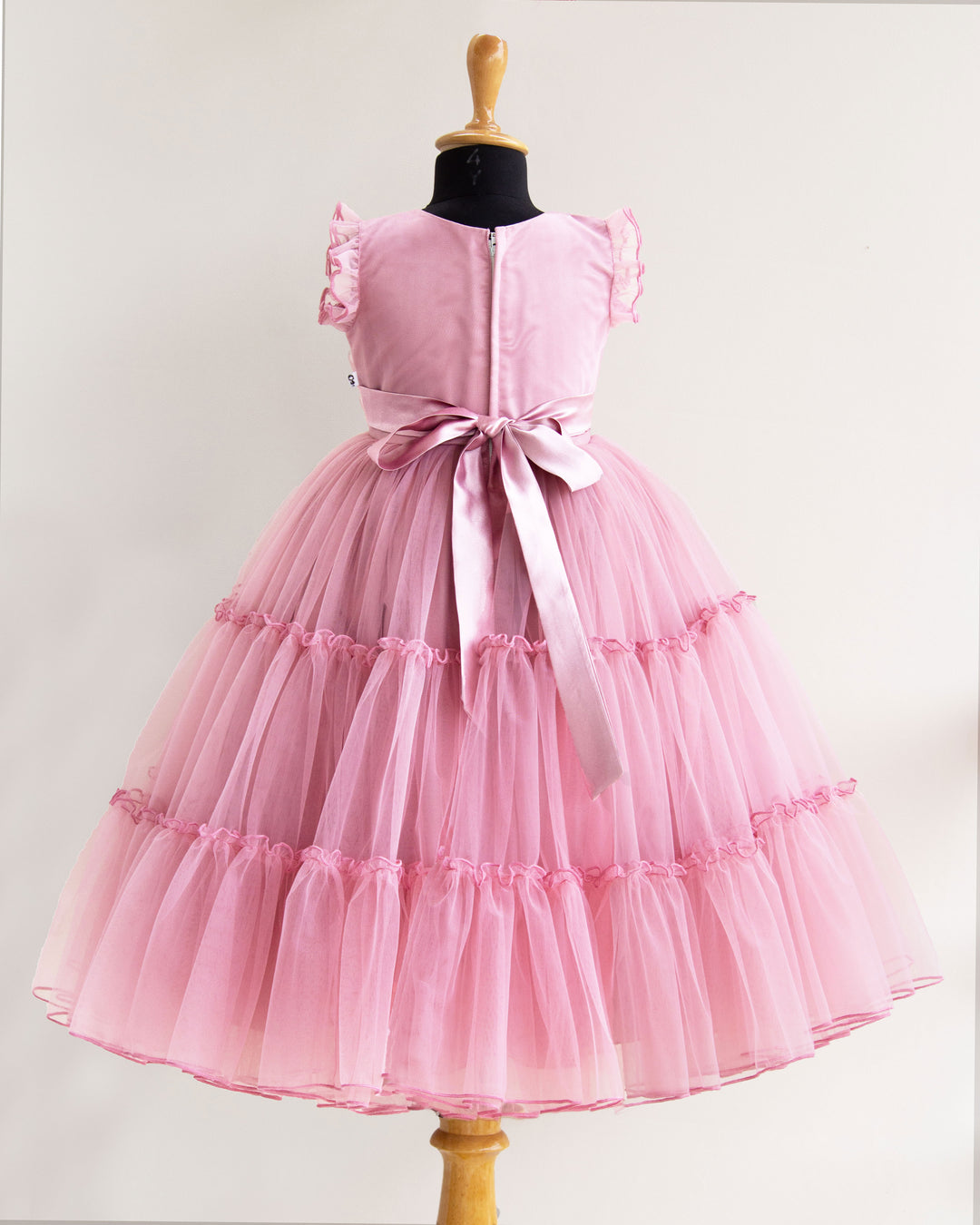 Dust Pink Shade Applique Handwork Party Perfect Birthday Step  Gown