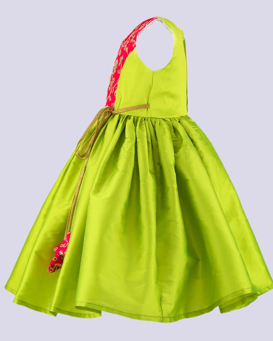 Pista Green & Pink party perfect knee length frock