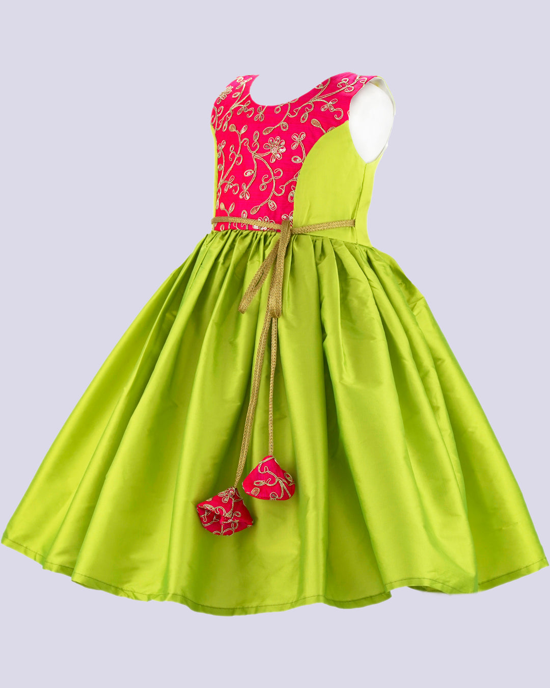 Pista Green & Pink party perfect knee length frock