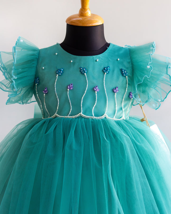 Pastel Blue Designer Birthday Dress for Toddler Girl – Stanwells Kids