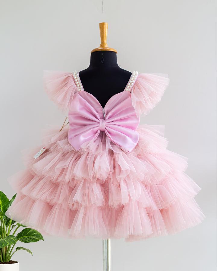 Pastel Blush Pink Ruffle Tulle Dress – Party Wear for Baby Girl – Stanwells Kids