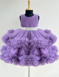 Pastel Lavender Layered Ruffles Handwork Birthday Frock for Baby Girl – Stanwells Kids