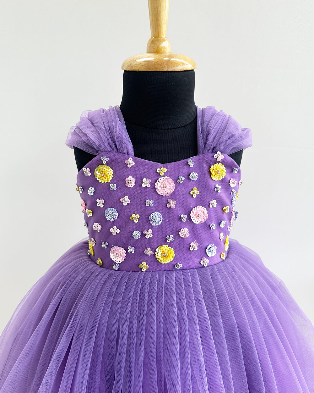 Pastel Lavender Baby Girls Birthday Dress - Sequins Handwork Party Frock by Stanwells Kids