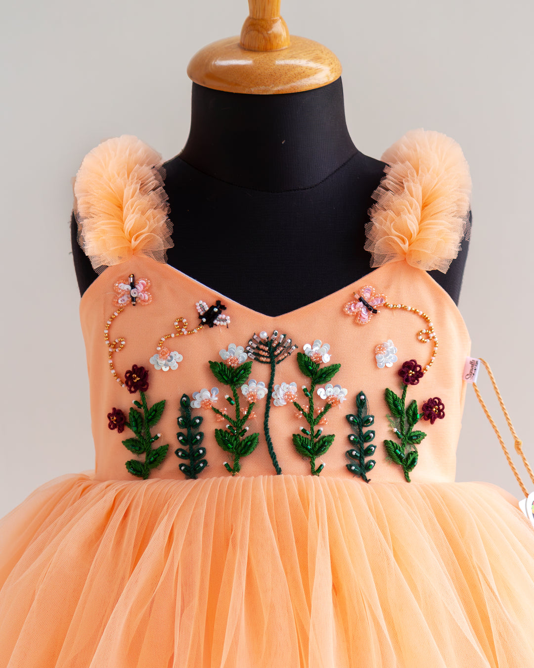 Pastel Peach Blossom Designer Party Dress for Toddler Girl – Stanwells Kids