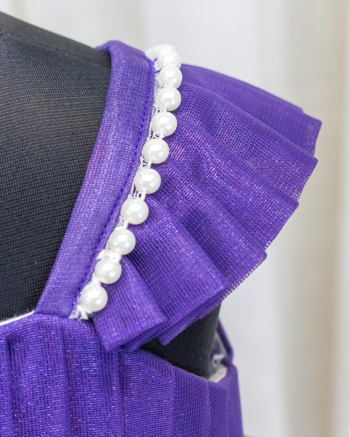 pastel violet birthday frock for baby girls, shimmer net flower applique dress, baby girl party wear, toddler birthday dress India, Stanwells Kids