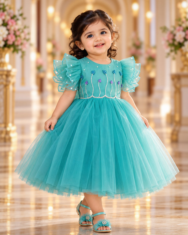 Pastel Blue Handwork Princess Frock for Baby Girl – Stanwells Kids