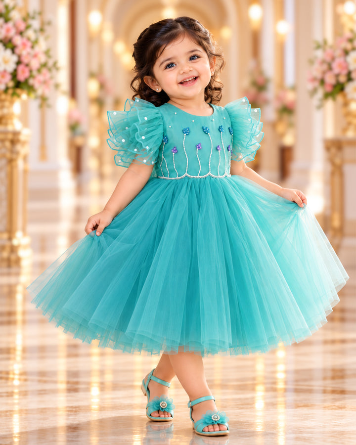 Baby Girl Pastel Blue Princess Party Frock Fully Lined – Stanwells Kids