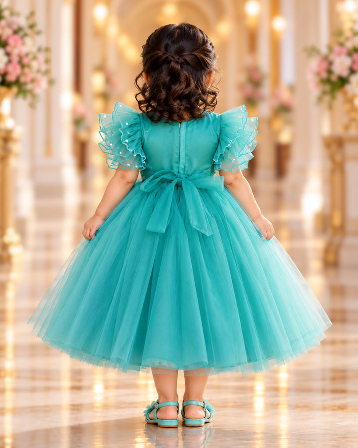 Pastel Blue Frock with Heavy Yoke Work for Baby Girl – Stanwells Kids