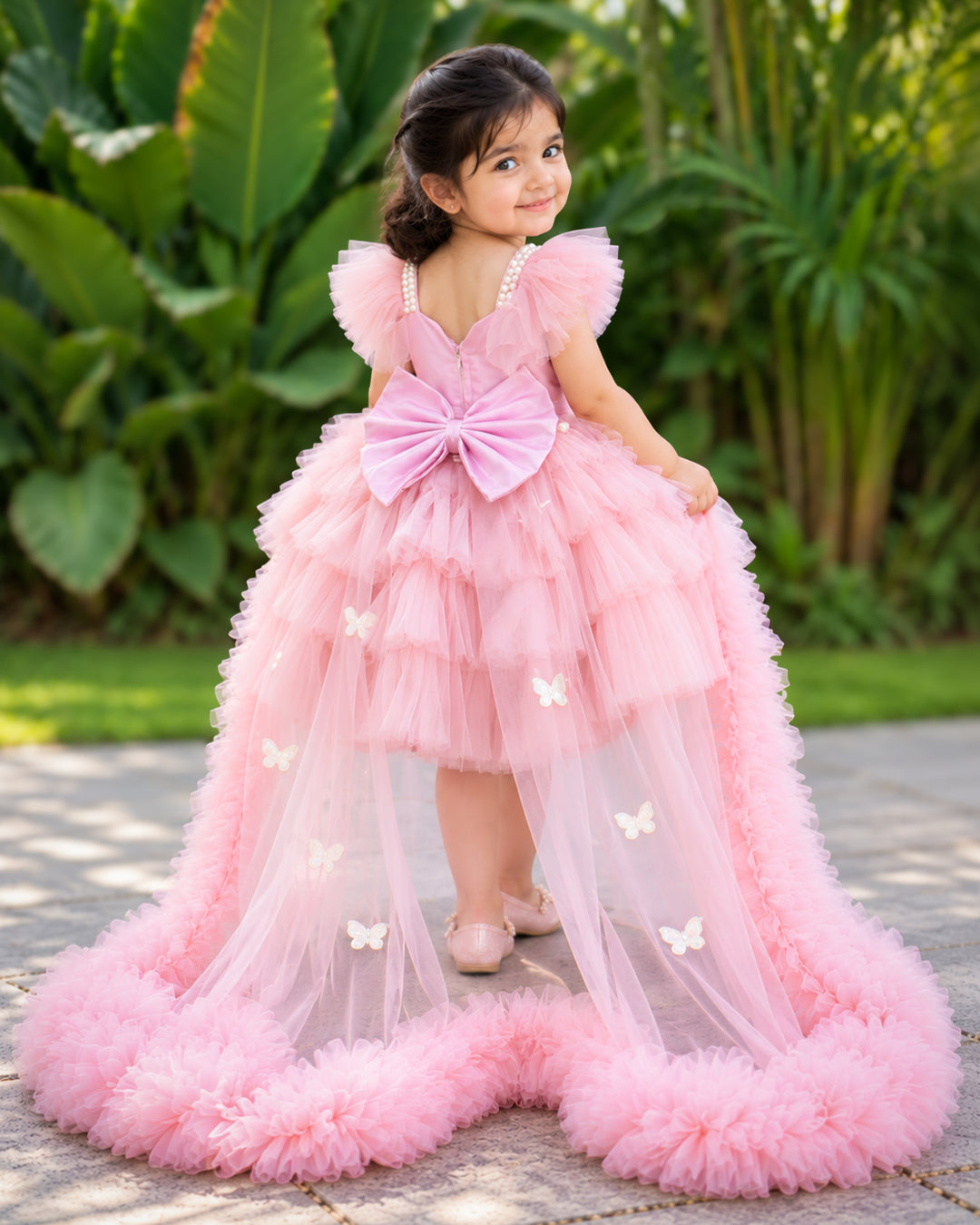 Pastel Blush Pink Tulle Dress – Full Length View – Stanwells Kids
