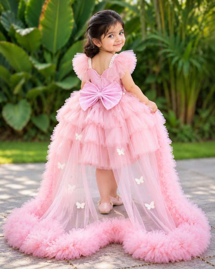 Pastel Blush Pink Tulle Dress – Full Length View – Stanwells Kids