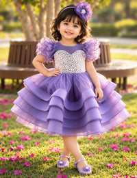 Pastel Lavender Heavy Handwork Premium Step Birthday Frock for Baby Girl – Stanwells Kids