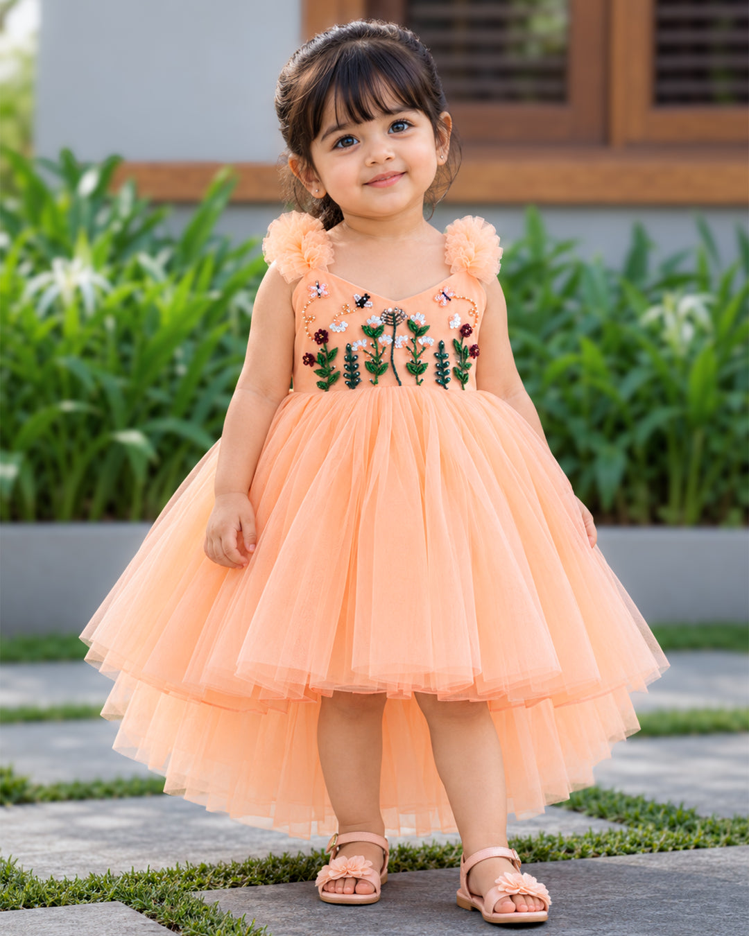 Baby Girl Peach Fairy Tail Flared Party Frock – Stanwells Kids